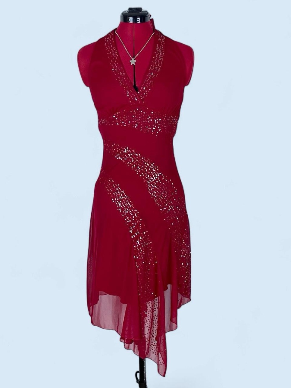 90s Y2K Vintage Red Asymmetrical Midi Dress